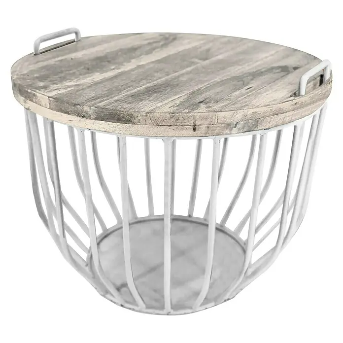 Mesa auxiliar de jardín Claude - Ø x Al: 51 x 39 cm, Blanco - Vista frontal