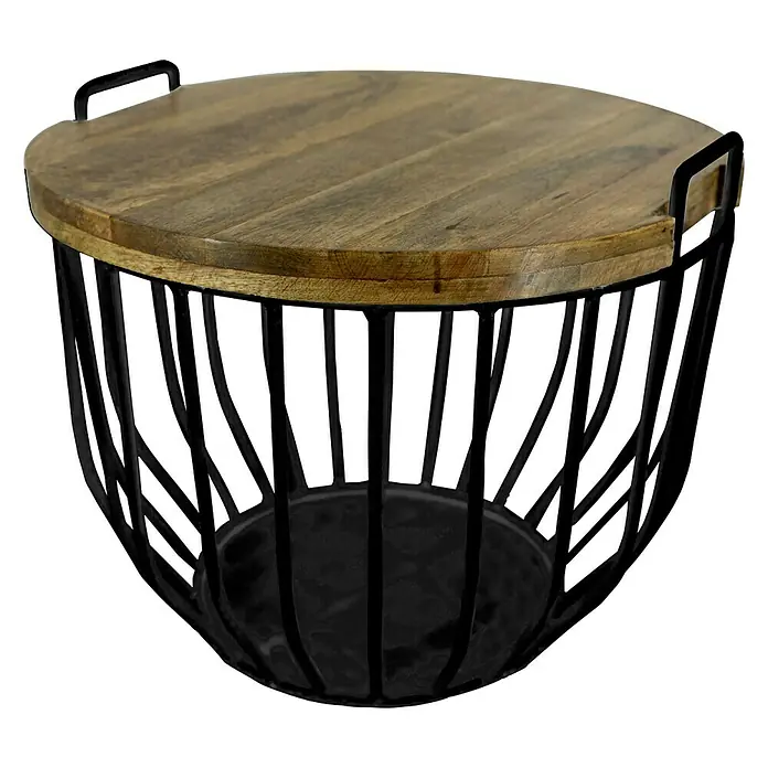 Mesa auxiliar de jardín Claude - Ø x Al: 51 x 39 cm, Negro - Vista frontal