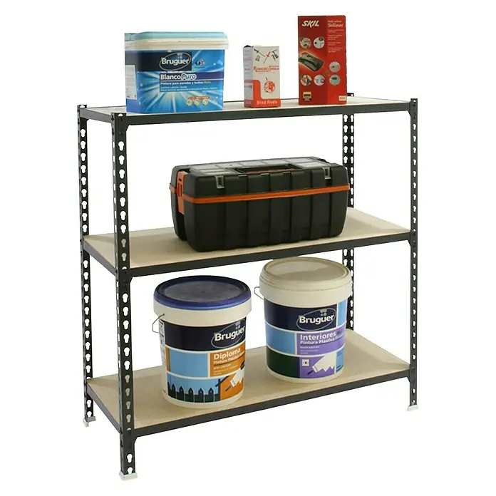 Simonrack Maderclick Metallregal Super Plus - L x B x H: 40 x 110 x 100 cm, Traglast: 150 kg/Boden, Anzahl Böden: 3 Stk., Stecken, Anthrazitgrau - Anwendungsbeispiel
