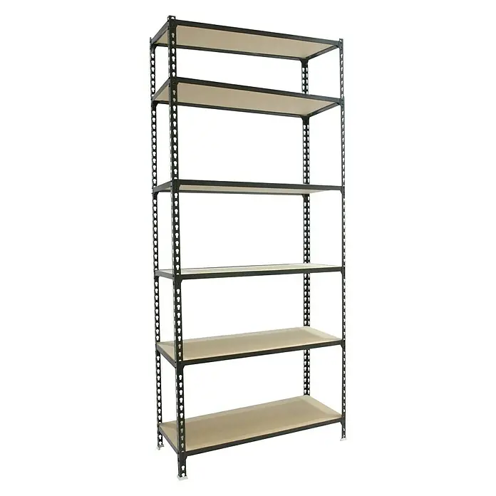 Simonrack Maderclick Metallregal Mega Plus - L x B x H: 30 x 120 x 250 cm, Traglast: 150 kg/Boden, Anzahl Böden: 6 Stk., Stecken, Anthrazitgrau - Diagonale Ansicht