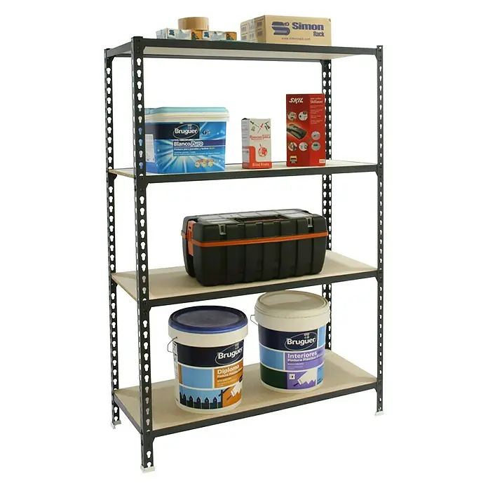 Simonrack Maderclick Metallregal Plus - L x B x H: 50 x 100 x 150 cm, Traglast: 150 kg/Boden, Anzahl Böden: 4 Stk., Stecken, Anthrazitgrau - Anwendungsbeispiel