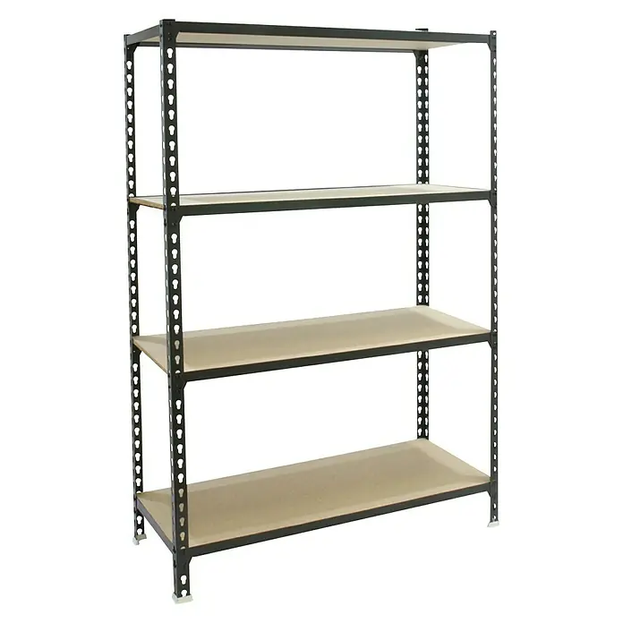 Simonrack Maderclick Metallregal Plus - L x B x H: 50 x 100 x 150 cm, Traglast: 150 kg/Boden, Anzahl Böden: 4 Stk., Stecken, Anthrazitgrau - Diagonale Ansicht