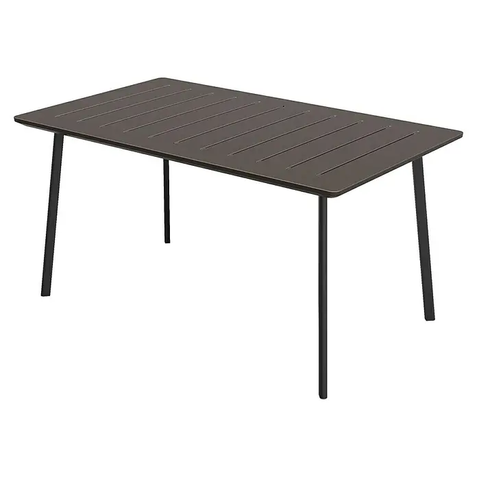 Keter Mesa de jardín Metalea - L x An: 146 x 87 cm, Marrón - Vista angular