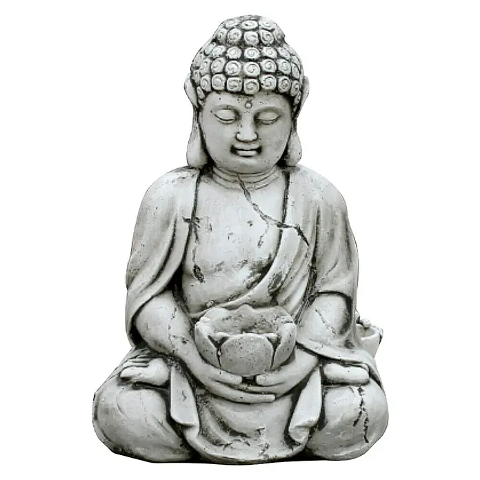 Figura decorativa Buda flor de loto - L x An x Al: 31 x 22 x 48 cm, Piedra artificial - Vista frontal