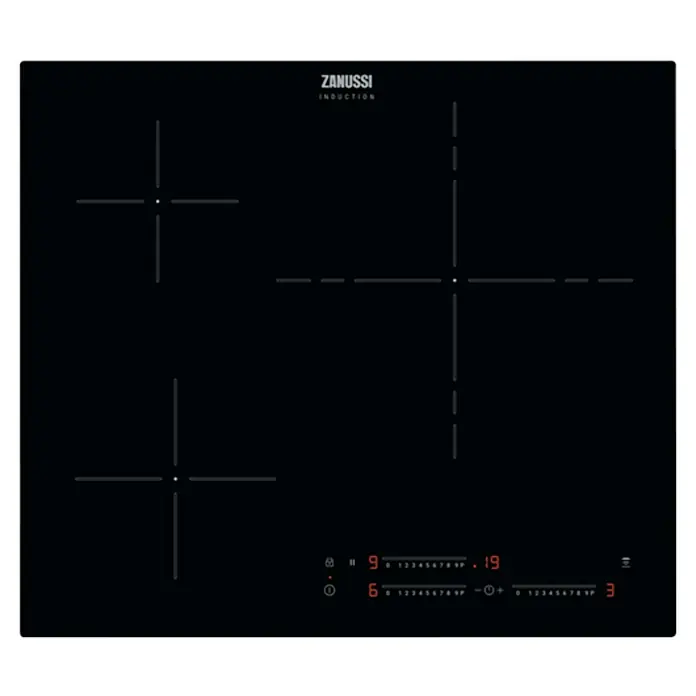 Zanussi Placa de inducción ZITN634K - Zonas de cocción: 3 ud., Inducción, Seguridad infantil, Vitrocerámica - Vista superior