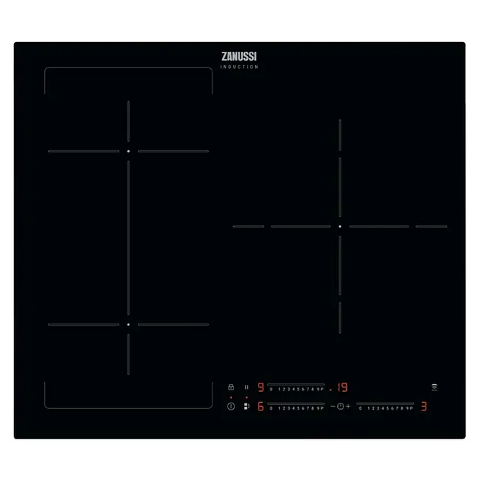 Zanussi Placa de inducción ZIFN633K - Zonas de cocción: 3 ud., Inducción, Seguridad infantil, Vitrocerámica - Vista superior