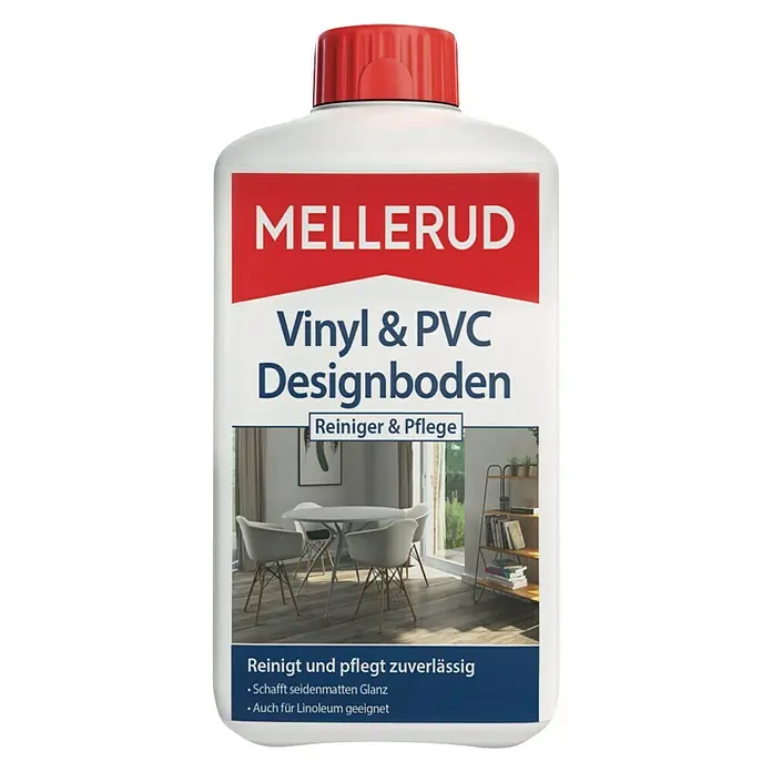 Mellerud Reinigungs- & Pflegemittel Vinyl- & PVC-Designboden - 1 l, Flasche mit kindergesichertem Verschluss - Vorderansicht