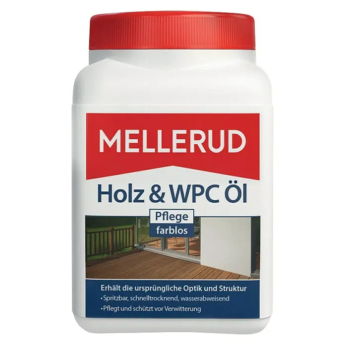 Mellerud Pflegemittel Holz und WPC Pflege-Öl - 750 ml, Farblos - Vorderansicht