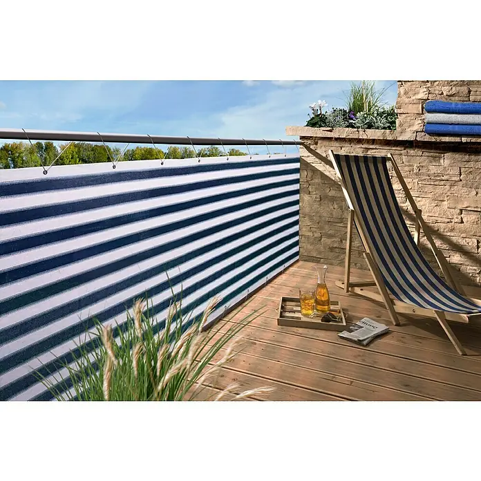 Gardol Balkonsichtschutz - Blau/Weiß, 5 x 0,9 m - Stimmungsaufnahme