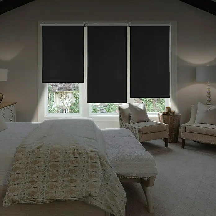 Estor enrollable opaco Clip&Fix Blackout Reflect - An x Al: 120 x 180 cm, Negro - Foto ambiente