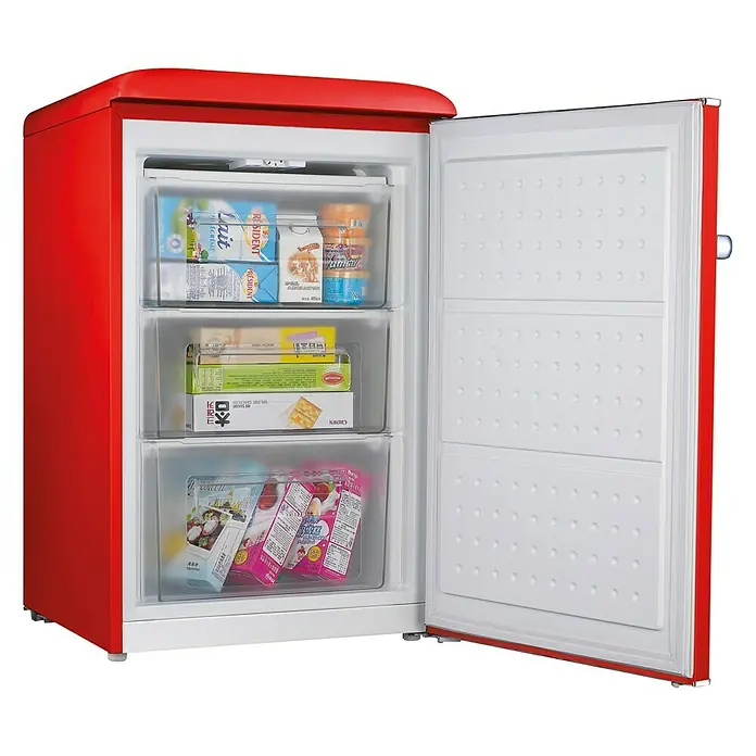 Corberó Congelador CCVG90RR - Contenido útil total: 86 l, L x An x Al: 61,7 x 55,2 x 90 cm, Rojo - Vista angular