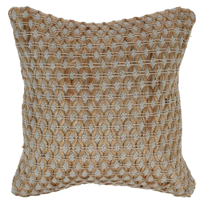Cojín estampado Yute - Beige/Marrón, 45 x 45 cm, 100% algodón - Vista frontal