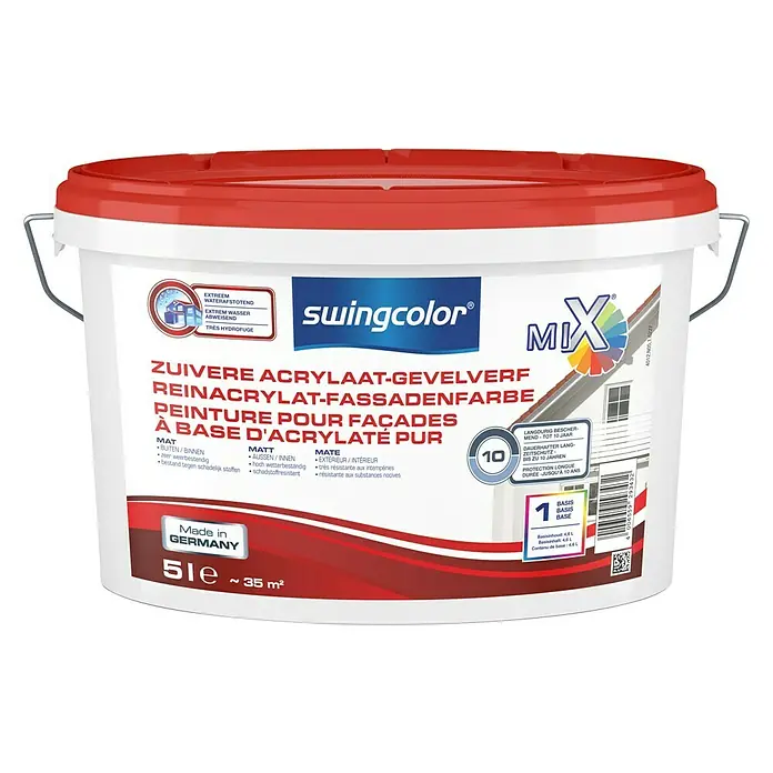 swingcolor Mix Zuivere acrylaat gevelverf - Mengkleur basis, 5 l, Mat - Vooraanzicht