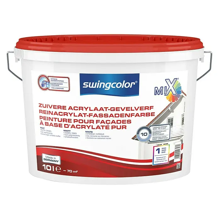 swingcolor Mix Zuivere acrylaat gevelverf - Mengkleur basis, 10 l, Mat - Vooraanzicht