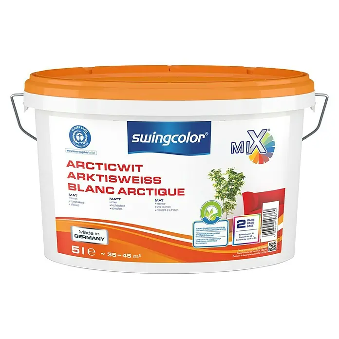 swingcolor Mix Muurverf Articwit - Mengkleur basis, 5 l, Mat - Vooraanzicht