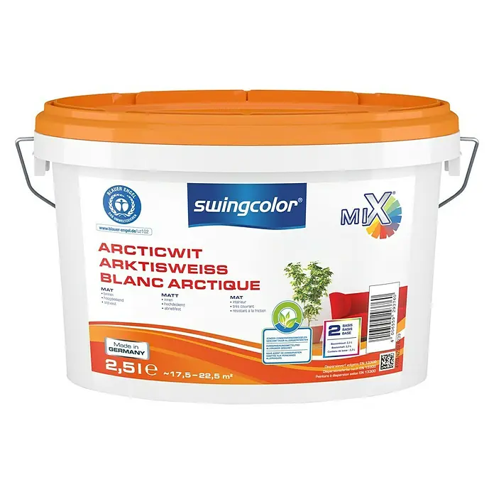 swingcolor Mix Muurverf Articwit - Mengkleur basis, 2,5 l, Mat - Vooraanzicht
