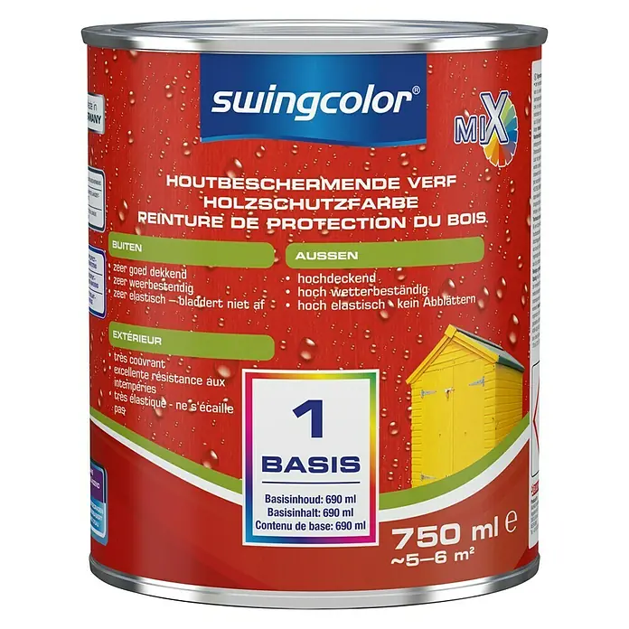 swingcolor Mix Houtbeschermende verf - Mengkleur basis, 750 ml, Zijdeglans - Vooraanzicht
