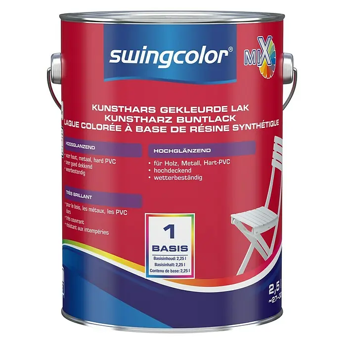 swingcolor Mix Kleurlak Kunsthars - Mengkleur basis, 2,5 l, Hoogglans - Vooraanzicht