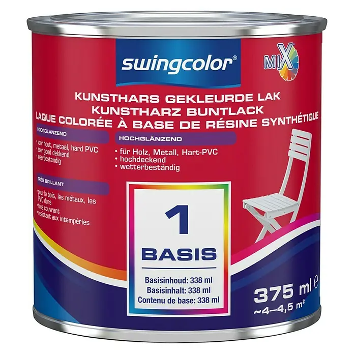 swingcolor Mix Kleurlak Kunsthars - Mengkleur basis, 375 ml, Hoogglans - Vooraanzicht