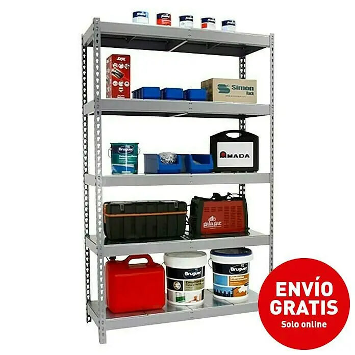 Simonrack Ecoforte Estructura de estantería Metal - L x An x Al: 60 x 150 x 200 cm, Capacidad de carga: 400 kg/balda, Número de baldas: 5 ud., Galvanizado - Producto en uso