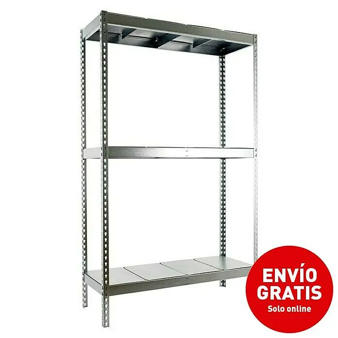 Simonrack Simonforte Estantería para cargas pesadas Metal - L x An x Al: 45 x 180 x 200 cm, Capacidad de carga: 600 kg/balda, Número de baldas: 3 ud., Galvanizado - Vista angular