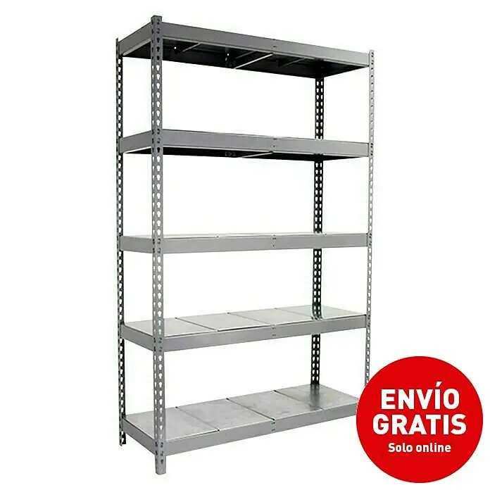 Simonrack Simonforte Estantería para cargas pesadas Metal - L x An x Al: 60 x 240 x 200 cm, Capacidad de carga: 400 kg/balda, Número de baldas: 5 ud., Galvanizado - Vista angular