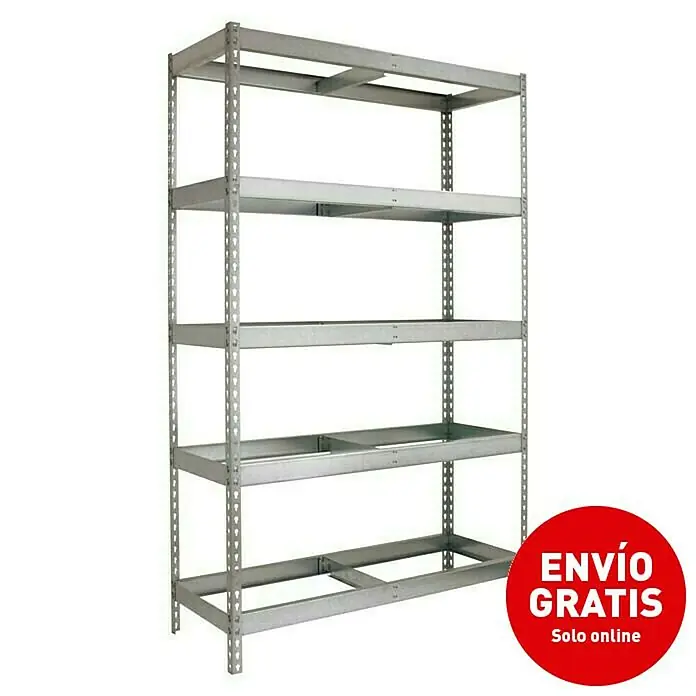 Simonrack Simonforte Estructura de estantería - L x An x Al: 60 x 240 x 200 cm, Capacidad de carga: 400 kg/balda, Número de baldas: 5 ud., Galvanizado - Vista angular