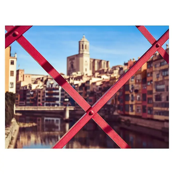 Impresión artística Gerona - Catedral, puente, 80 x 60 cm - Vista frontal
