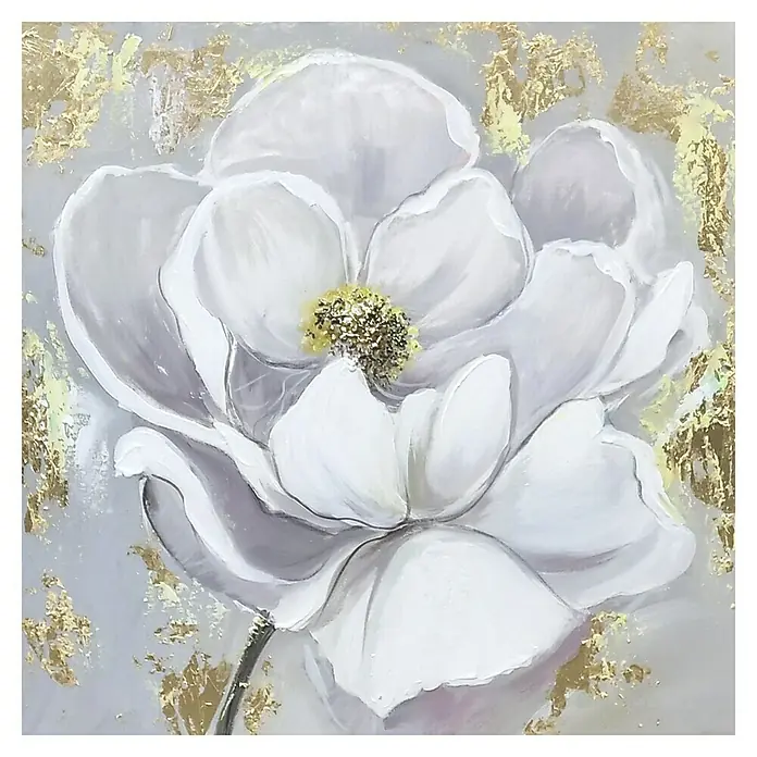 Cuadro pintado a mano Flor Blanca - Flor, An x Al: 60 x 60 cm - Vista frontal