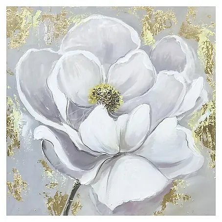Cuadro pintado a mano Flor Blanca