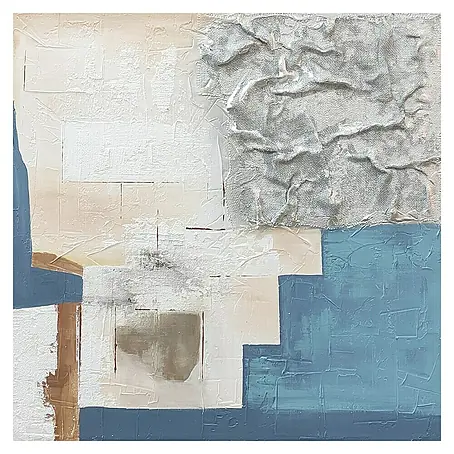Cuadro pintado a mano Abstracto Azul Crema