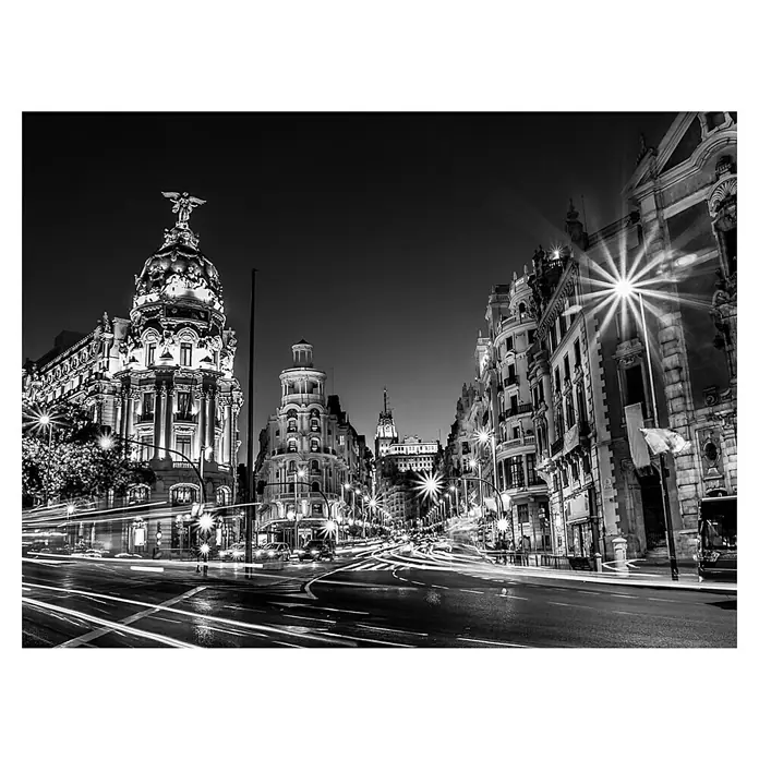 Impresión artística Madrid - Gran Vía Blanco/Negro, 80 x 60 cm - Vista frontal