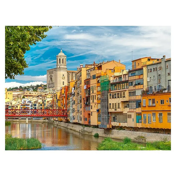 Impresión artística Gerona - Casas, río, atardecer, 80 x 60 cm - Vista frontal