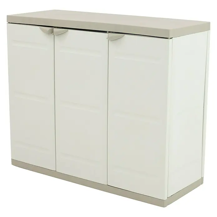 Plastiken Titanium Armario de PVC bajo - L x An x Al: 44 x 105 x 88 cm, Capacidad de carga: 20 kg/balda, Beige - Vista angular