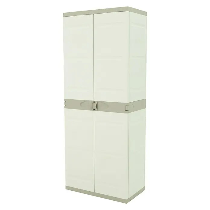 Plastiken Titanium Armario de PVC escobero - L x An x Al: 44 x 70 x 176 cm, Capacidad de carga: 20 kg/balda, Beige - Vista angular