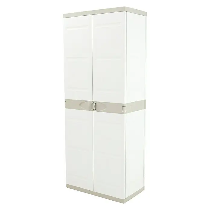 Plastiken Titanium Armario de PVC con 2 puertas - L x An x Al: 44 x 70 x 176 cm, Capacidad de carga: 20 kg/balda, Beige - Vista angular