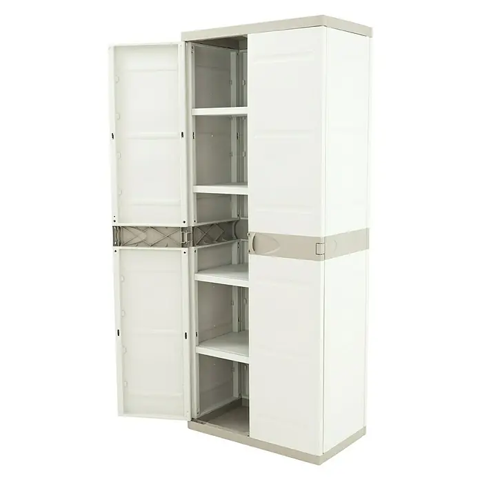 Plastiken Titanium Armario de PVC con 2 puertas - L x An x Al: 44 x 70 x 176 cm, Capacidad de carga: 20 kg/balda, Beige - Vista angular