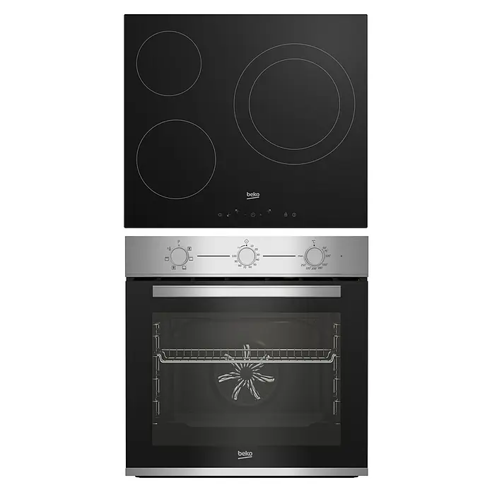 Beko Set de horno empotrado BBSE12121XD - Horno: Puerta con vidrio doble, Zona de cocción: Indicador de calor residual, Acero inoxidable/Negro - Vista superior