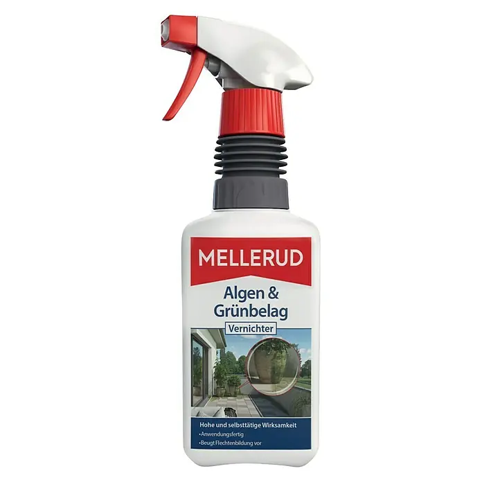 Mellerud Algen- & Grünbelagsentferner - 500 ml, Flasche mit Sprühpistole - Vorderansicht