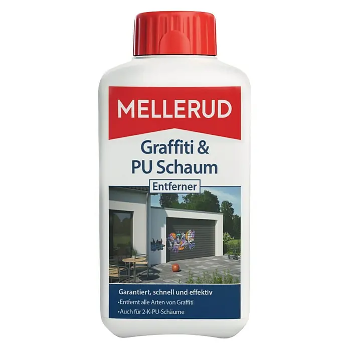 Mellerud Reinigungsmittel Graffiti & PU Schaum Entferner - 500 ml, Flasche mit kindergesichertem Verschluss - Vorderansicht