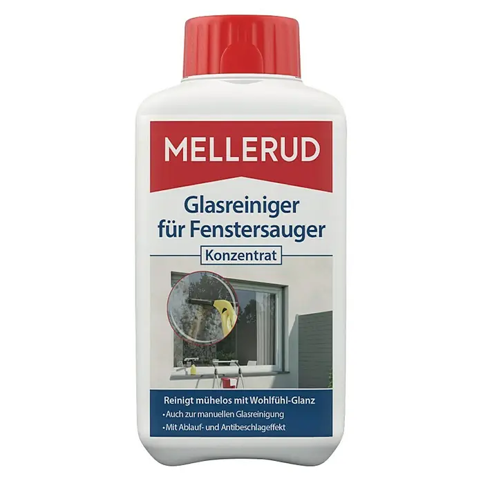 Mellerud Reinigungskonzentrat Glasreiniger für Fenstersauger - 500 ml, Flasche mit kindergesichertem Verschluss - Vorderansicht
