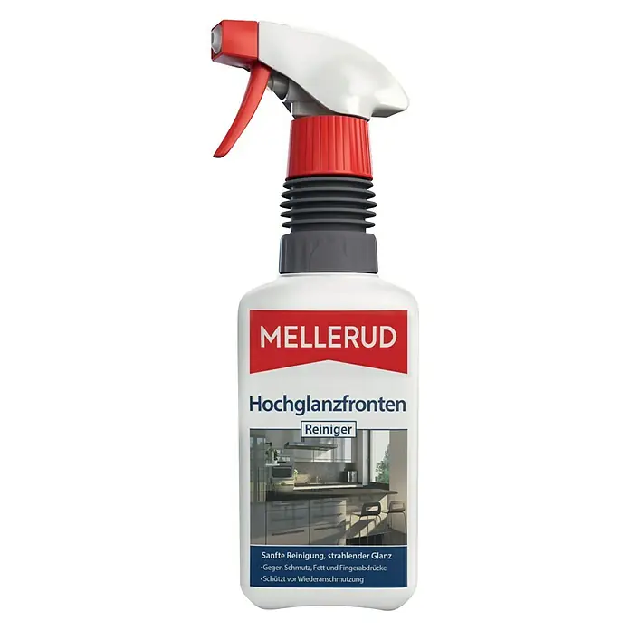 Mellerud Hochglanzfronten-Reiniger - 500 ml, Flasche mit Sprühpistole - Vorderansicht