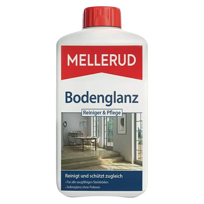 Mellerud Reinigungs- & Pflegemittel Bodenglanz - 1 l, Flasche mit kindergesichertem Verschluss - Vorderansicht