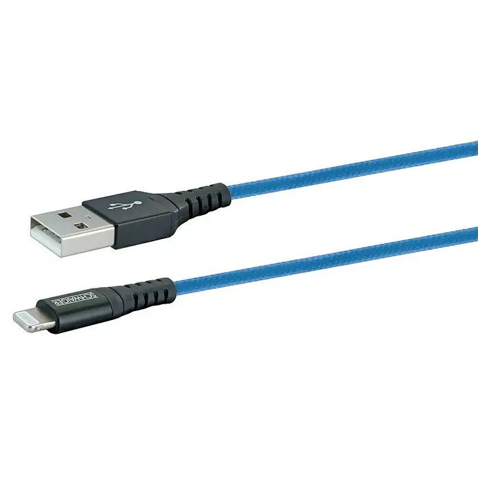 Schwaiger USB-Ladekabel - 1,2 m, USB A-Stecker, Lightning-Stecker, Königsblau - Detailaufnahme