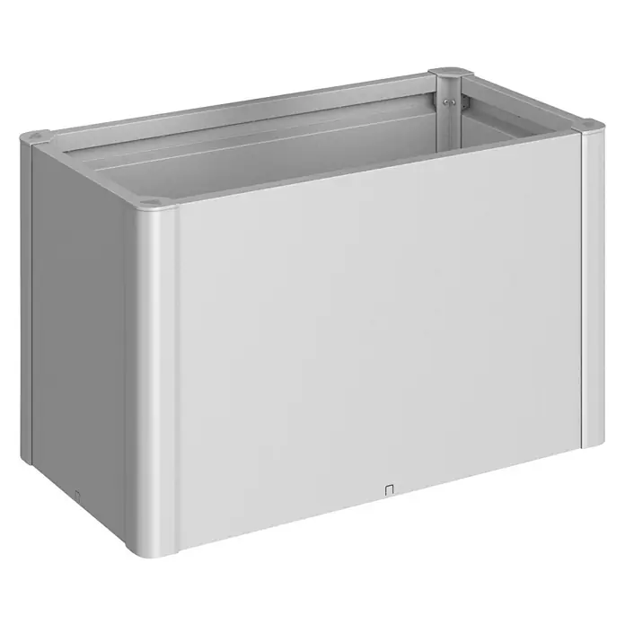 Biohort Hochbeet Belvedere - L x B x H: 53 x 102 x 61 cm, Silber Metallic, Stahl - Diagonale Ansicht