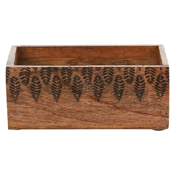 Caja de madera Mango Hojas - L x An x Al: 30 x 13 x 21 cm, Madera - Vista frontal