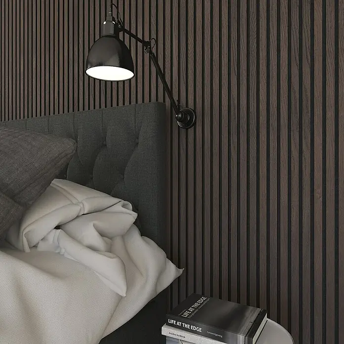 Akustični panel - 1 panel, D x Š: 240 x 60 cm, Dimljeni hrast - Živopisni prikaz
