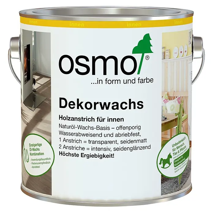 Osmo Dekorwachs - Eiche, 375 ml, Seidenmatt, Naturöl-Wachs-Basis - Vorderansicht