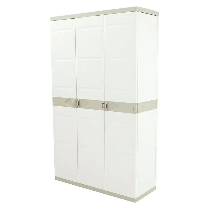 Plastiken Titanium Armario de PVC con 3 puertas - L x An x Al: 44 x 105 x 176 cm, Capacidad de carga: 20 kg/balda, Beige - Vista angular
