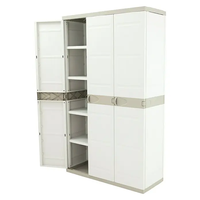 Plastiken Titanium Armario de PVC con 3 puertas - L x An x Al: 44 x 105 x 176 cm, Capacidad de carga: 20 kg/balda, Beige - Vista angular